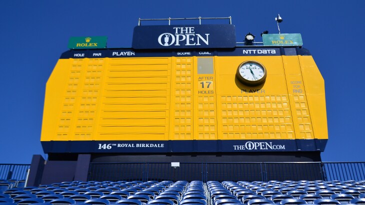 The unmistakable yellow scoreboards standing proud...