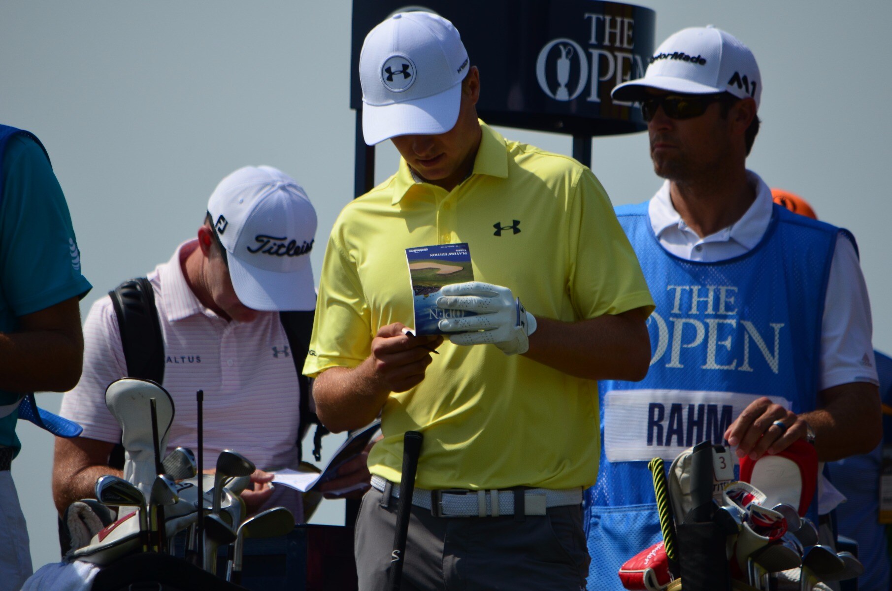 Team Spieth taking notes ahead of the...