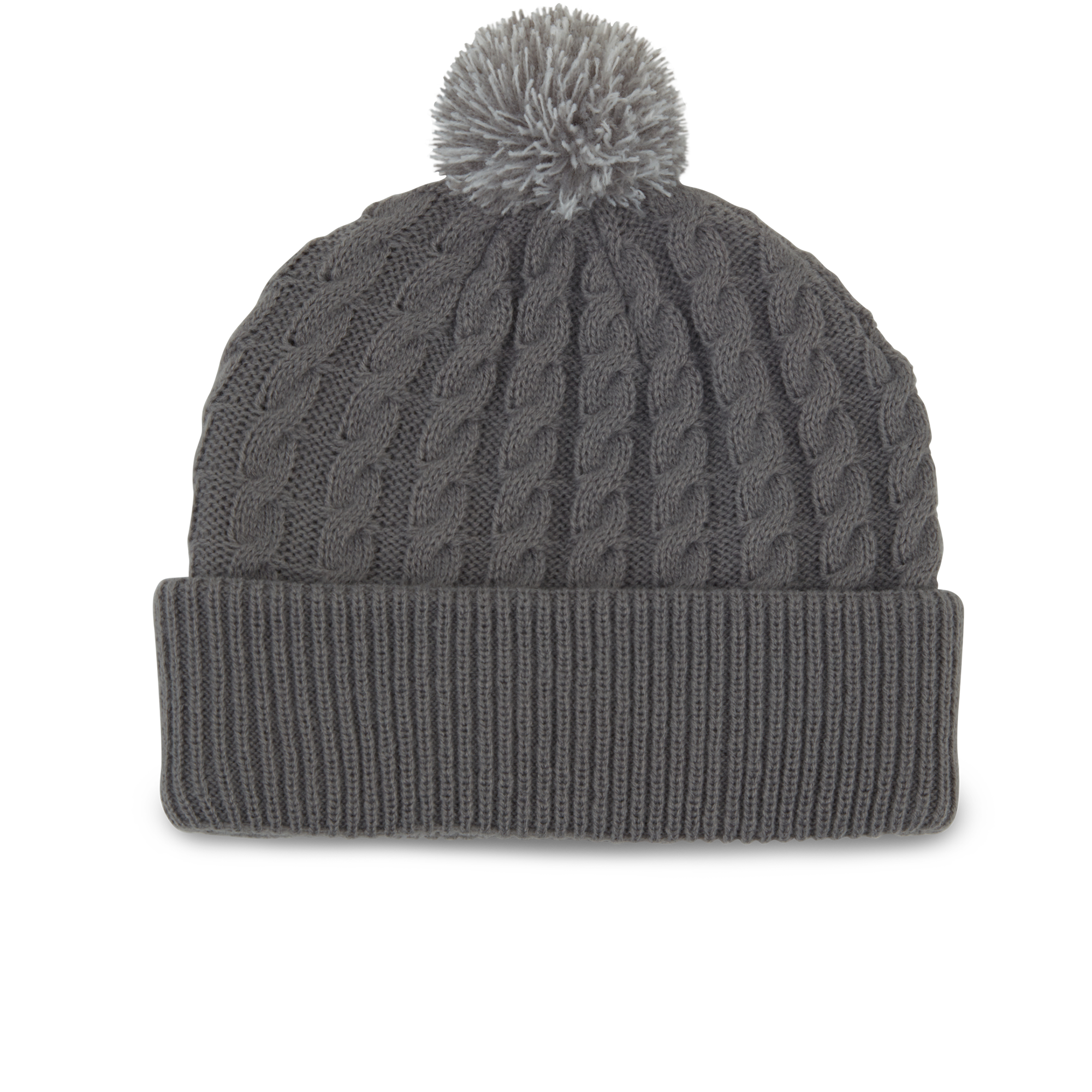 grey cable knit bobble hat