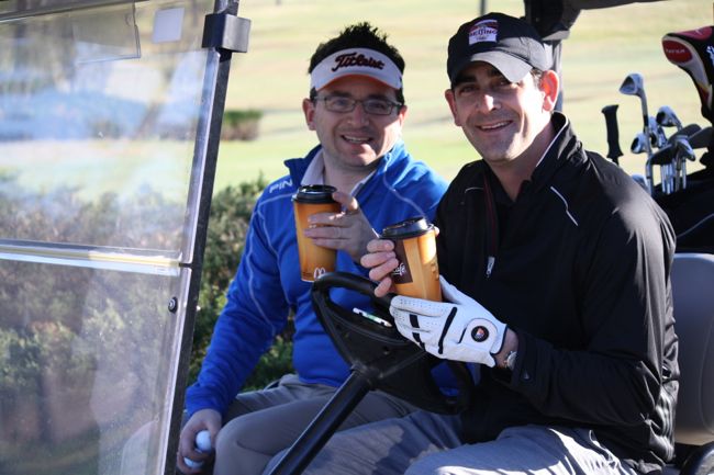 Day 2: Early morning tee time = breakfast in cart.