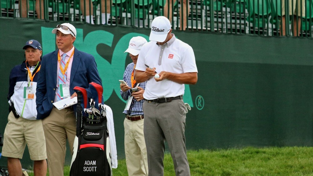 Titleist Brand Ambassador Adam Scott was out early...