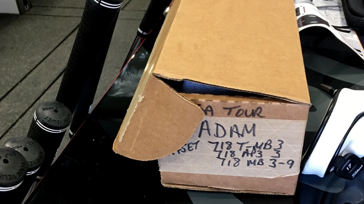 A delivery awaiting Titleist Brand Ambassador Adam...