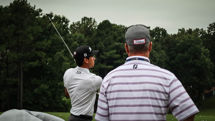 Rafa then goes to work with Titleist Tour Rep Jim...