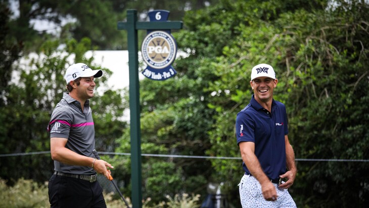 It’s all smiles from Uihlein and Horschel as the...