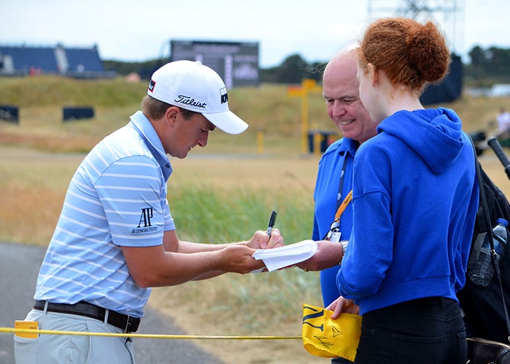 On his way to the practice putting green,...