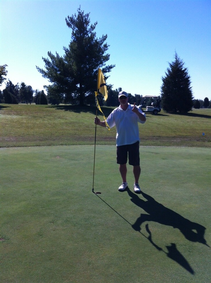 First hole in one during a golf scramble for the wounded warrior charity on 9/11/12