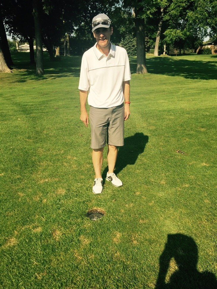 My hole in one off the sprinkler head