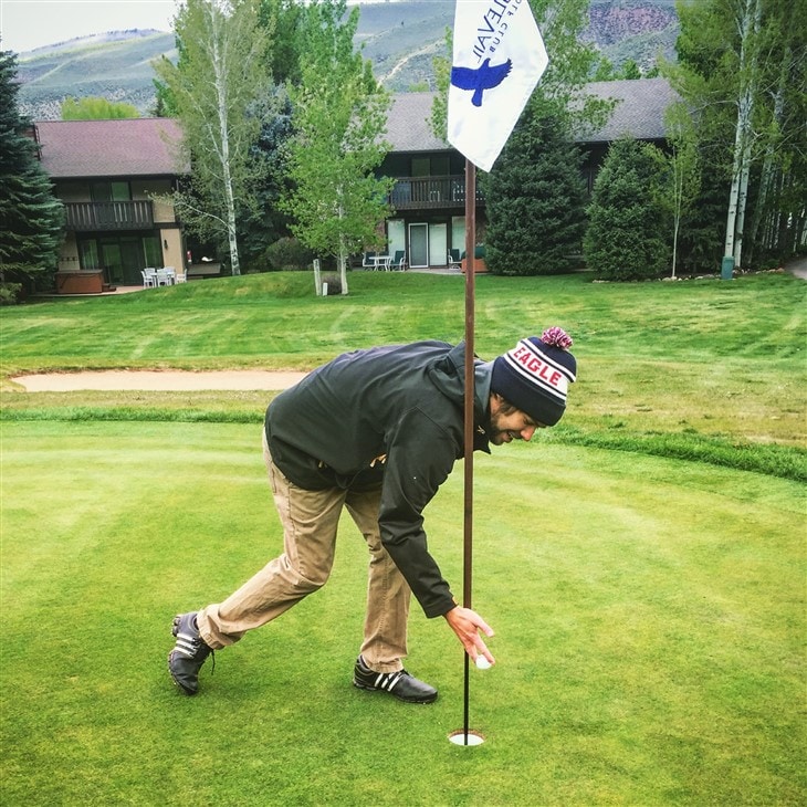 Epic hole, cold day, scuffed hand &amp; ball = first ACE!!