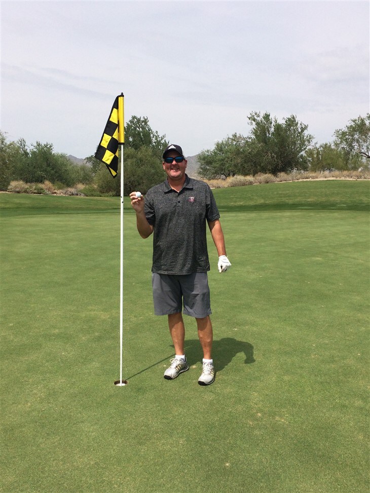 First hole in one on 10 year golf trip anniversary!