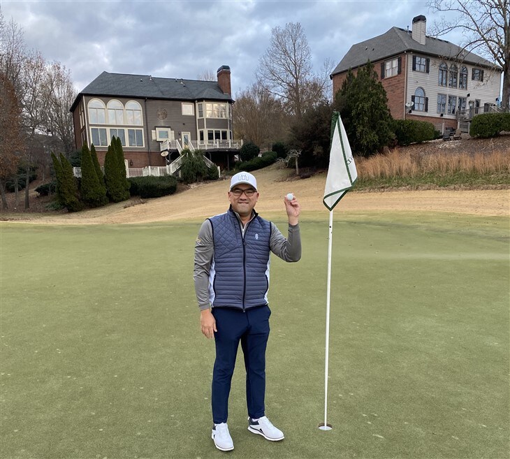 He in one at my old course
